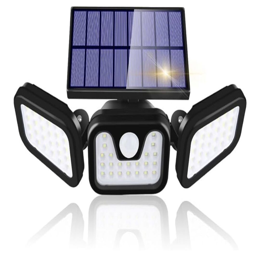 Triple head solar security light