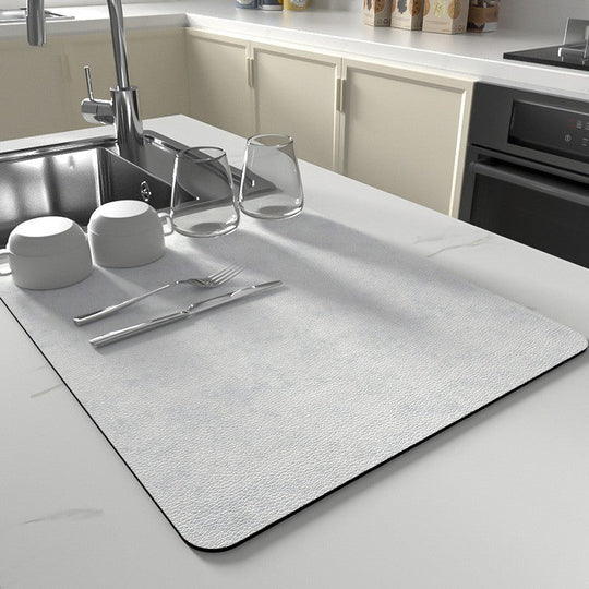 Absorbent Silicone Dish Drying Mat with Non-Slip Surface for Kitchen Counter