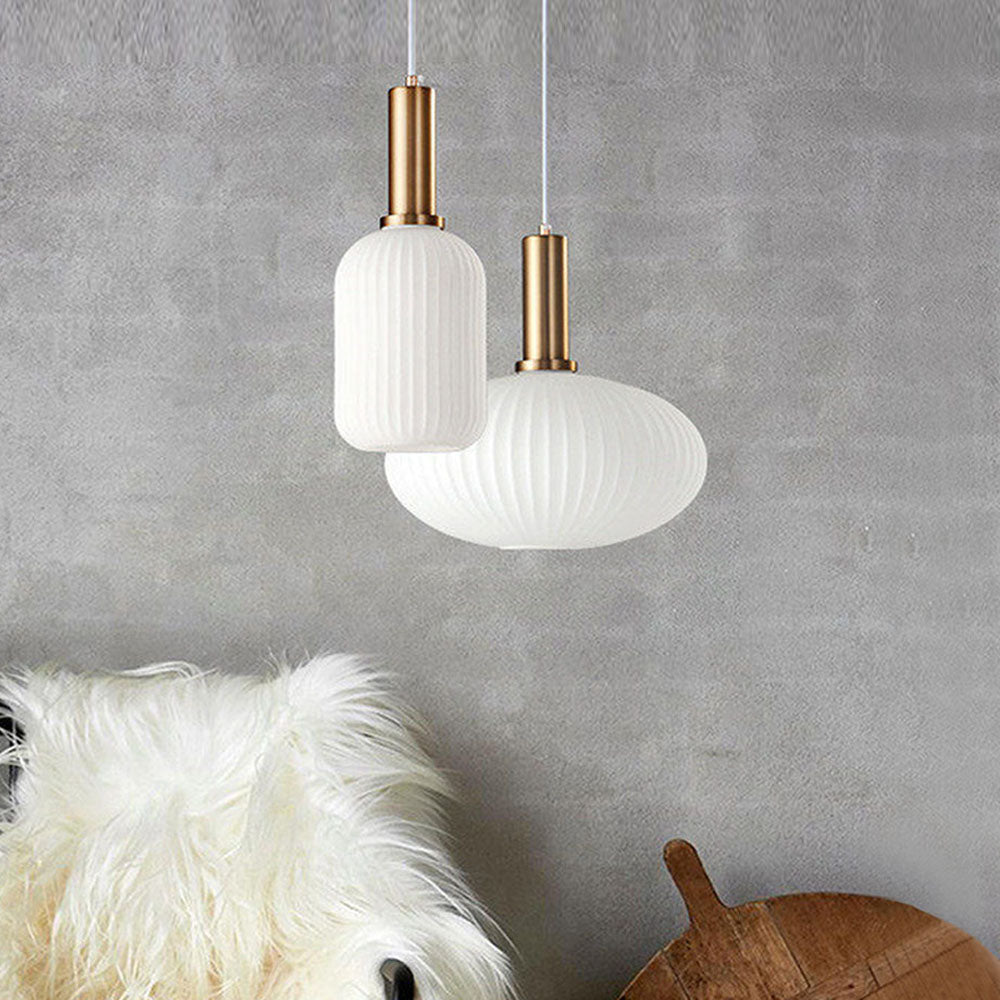 Ribbed Glass Globe Pendant Lights for Kitchen and Dining